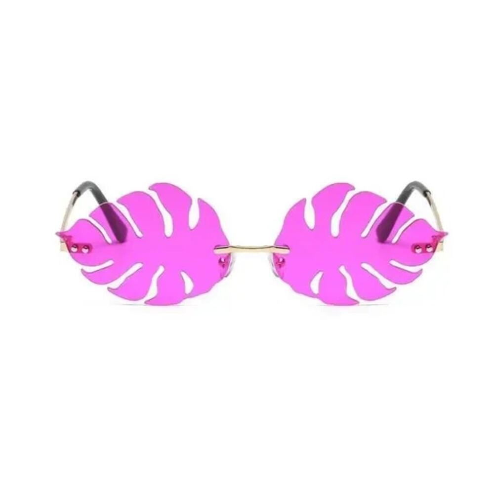 6172 | Hot Pink Rimless Leaf Novelty Sunglasses
